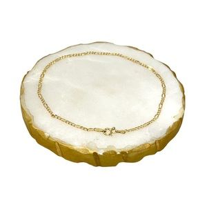 10k Yellow Gold High Polish Lite Flat Figaro Anklet 9in